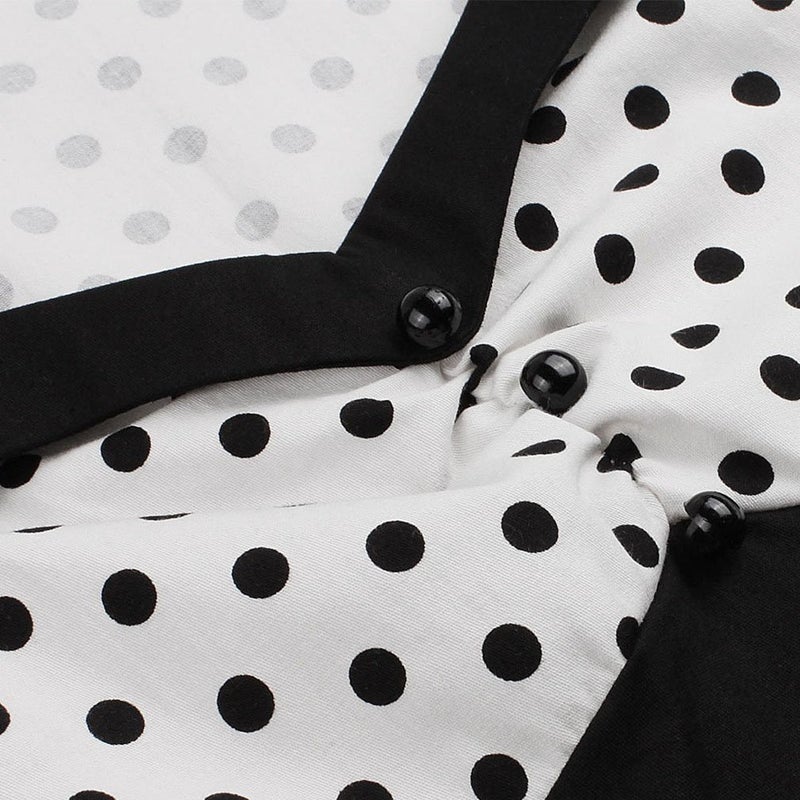 Nihsatin Women's Vintage Polka Dot Retro Vintage Style Cocktail Party Swing Dress Audrey Dress - Image 4